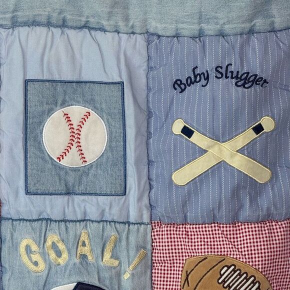Lambs & Ivy Vintage Sports Theme Embroidered Baby Comforter Tapestry 33” x 40” - Picture 4 of 13